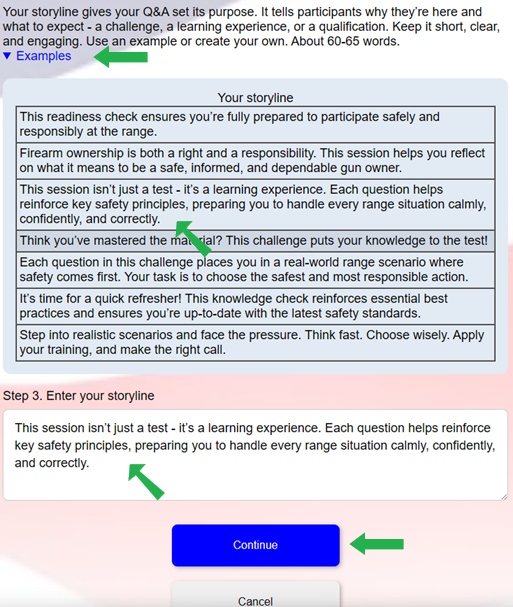 Predefined storyline selector image