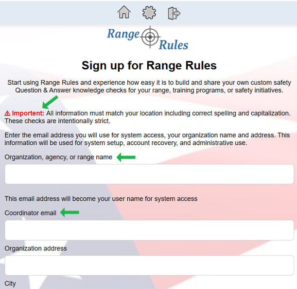 Sign up screen example image